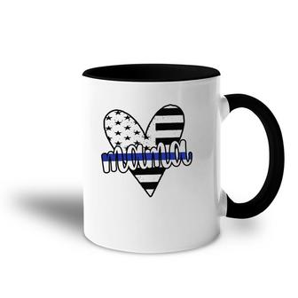 Police Mama Us Flag Proud Police Officer Mom Blue Line Accent Mug | Mazezy