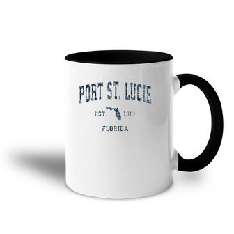 Port St Lucie Florida Fl Vintage Sports Design Navy Print Accent Mug | Mazezy