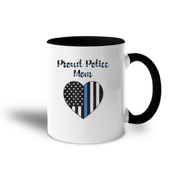 Proud Mom Law Enforcement Heart Thin Blue Line Police Accent Mug | Mazezy