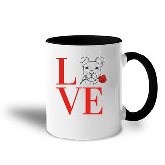 Puppy Love Cute Dog With Rose Spells Love For Dog Lovers Accent Mug | Mazezy