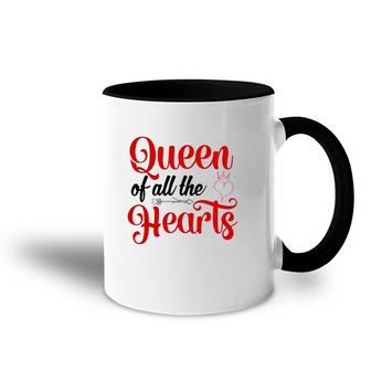 Queen Of All The Hearts Valentine Cute Couple Valentine Accent Mug | Mazezy CA
