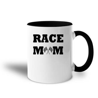 Race Mom Checkered Flag Life Racing Dirt Track Race Gear Accent Mug | Mazezy