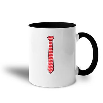 Red Tie With Hearts Cool Valentine's Day Funny Gift Accent Mug | Mazezy