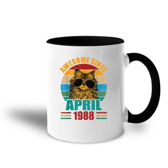 Retro Awesome Since April 1988 34Th Birthday 34 Years Old Accent Mug - Seseable