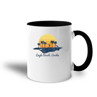 Retro Eagle Beach Aruba Beach Sunset Accent Mug | Mazezy