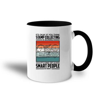 Retro Fun Stamp Collecting Design For Postal Stamp Collector Accent Mug | Mazezy