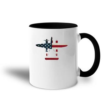 Retro Usa Aircraft Warbird Pilot Gift Flag P-38 Lightning Accent Mug | Mazezy