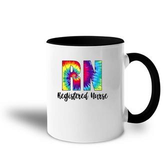 Rn Tie Dye Registered Nurse Colorful Text Accent Mug | Mazezy