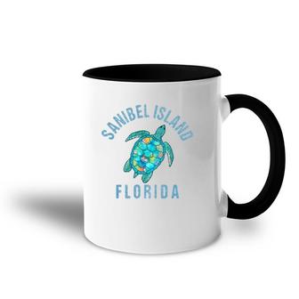 Sanibel Island Beach Design Sea Turtle Illustration Gift Accent Mug | Mazezy