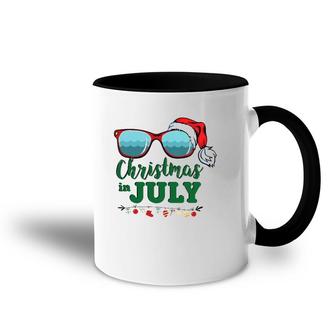 Santa Hat Sunglasses Summer Christmas In Julygift Accent Mug | Mazezy
