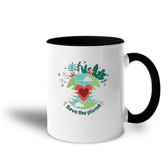 Save The Planet World Mother Earth Day Accent Mug | Mazezy