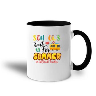 School's Out For Summer 1St Grade Teacher Beach Vacation Van Car And Flip-Flops Accent Mug | Mazezy