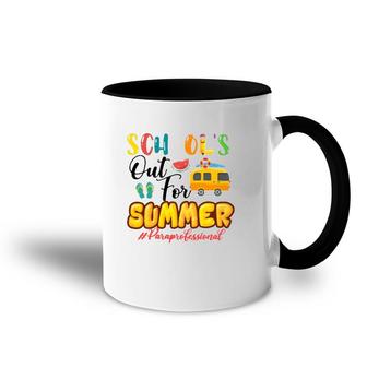 School's Out For Summer Paraprofessional Beach Vacation Van Car And Flip-Flops Accent Mug | Mazezy