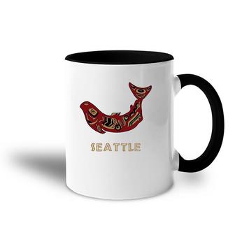 Seattle Washington Native American Indian Salmon Fishermen Accent Mug | Mazezy