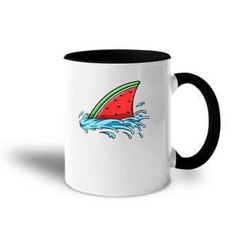 Shark Watermelon Lover Fish Fin Summer Fruit Slice Seeds Accent Mug | Mazezy