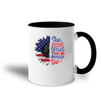 She Loves Jesus And America Too Accent Mug | Mazezy