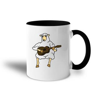 Sheep Playing Guitar Funny Guitarist Cartoon Animal Gift Accent Mug | Mazezy