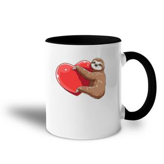 Sloth Heart Valentine's Day Sloth Lovers Sloth Hugging Heart Accent Mug | Mazezy