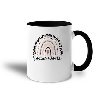 Social Worker Leopard Rainbow Caring Social Work Gift Accent Mug | Mazezy