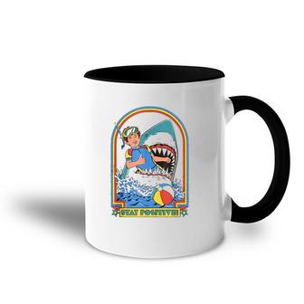 Stay Positive Shark Attack Funny Vintage Retro Comedy Gift Accent Mug | Mazezy