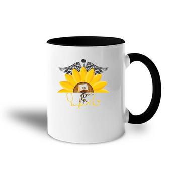 Sunflower With Nurse Heartbeat Nursing Wing Rn Lpn Crna Day Accent Mug | Mazezy