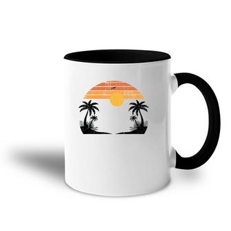 Sunshine Summer Vibes Palm Trees Beach Retro Tropical Summer Accent Mug | Mazezy