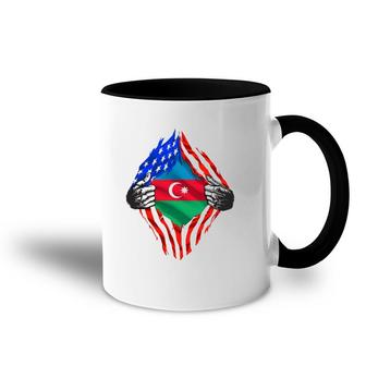 Super Azerbaijani Heritage Azerbaijan Roots Usa Flag Accent Mug | Mazezy