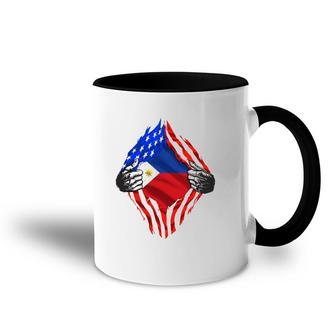 Super Filipino Heritage Philippines Roots Usa Flag Gift Accent Mug | Mazezy