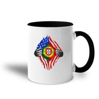 Super Portuguese Heritage Portugal Roots American Flag Gift Accent Mug | Mazezy