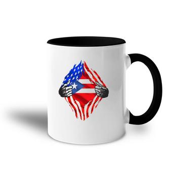 Super Puerto Rican Heritage Puerto Rico Roots Usa Flag Gift Accent Mug | Mazezy