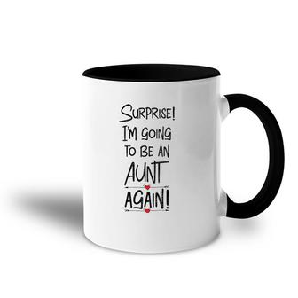 Surprise I'm Going To Be An Aunt Again Pregnancy Reveal V-Neck Accent Mug | Mazezy