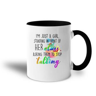 Teacher Front Of Her Class Asking Them Stop Talking Accent Mug | Mazezy