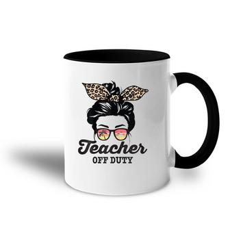 Teacher Off Duty Messy Bun Accent Mug | Mazezy CA