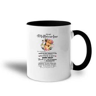 To My Mother-In-Law You Love Him First From The First Breath He Breathed Accent Mug | Mazezy