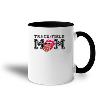 Track & Field Mom Sporting Lips Tongue Support Team Mother Accent Mug | Mazezy