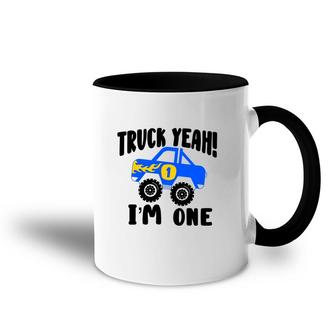 Truck Yeah I Am One 1St Birthday Accent Mug - Seseable