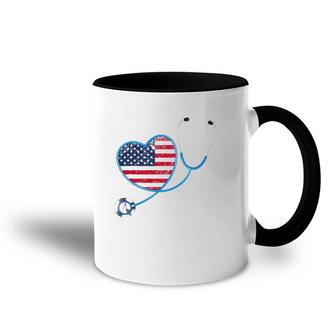 Usa Flag Heart 4Th Of July Gifts Nurse Accent Mug | Mazezy