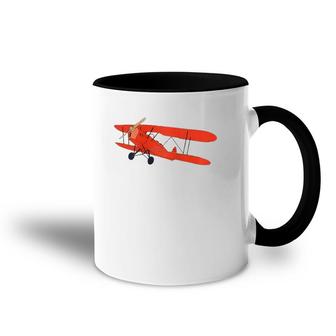 Vintage Airplane Aviation Pilot Retro Red Aircraft Accent Mug | Mazezy