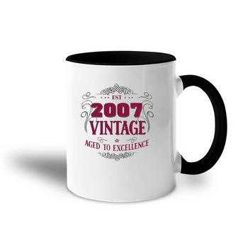 Vintage Est 2007 Birthday Gifts For Men & Women Accent Mug | Mazezy