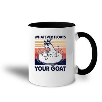 Vintage Funny Whatever Floats Your Goat Goats Mom Farming Accent Mug | Mazezy