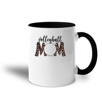 Volleyball Mom Leopard Print Proud Women's Cheetah Pattern Accent Mug | Mazezy
