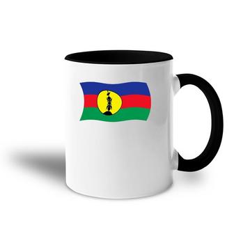 Wavy Flag Of The Kanak People New Caledonia Accent Mug | Mazezy