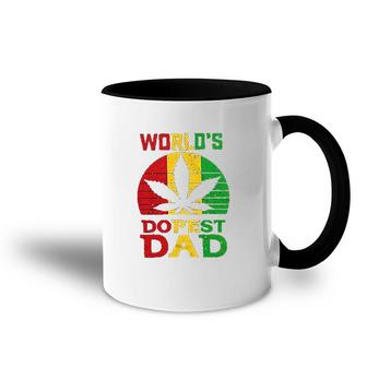 Weed Three Color Worlds Dopest Dad Funny Leaf Fashion For Men Women Accent Mug - Seseable