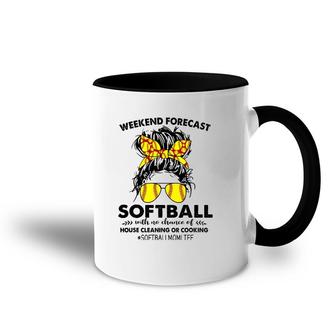 Weekend Forecast-Softball No Chance House Cleaning Or Cook Accent Mug | Mazezy