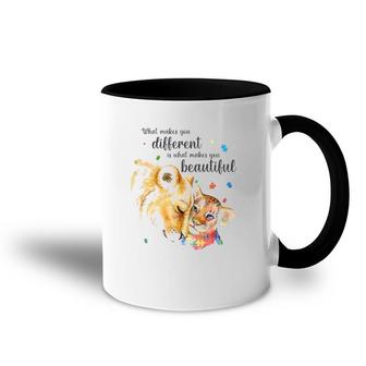 What Makes You Different Lion Mom Autism Child Awareness Accent Mug | Mazezy