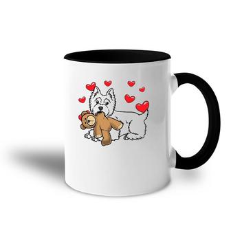 White West Highland Terrier Dog With Stuffed Animal Accent Mug | Mazezy