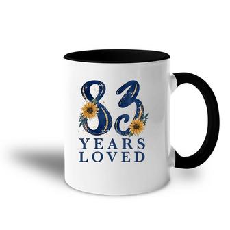 Womens 83 Years Old Grandma 83Rd Birthday Party 83 Years Loved V-Neck Accent Mug | Mazezy