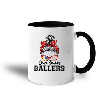 Womens Busy Raising Ballers Classy Volleyball And Baseball Lover Accent Mug | Mazezy