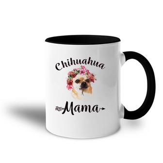 Womens Cute Chihuahua Mama Flower Tee Dog Lover Gifts Accent Mug | Mazezy