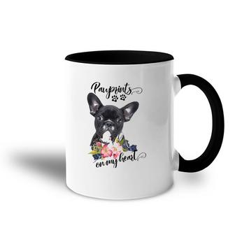 Womens French Bulldog Frenchie Mom Frenchie Mama Black Frenchie V-Neck Accent Mug | Mazezy